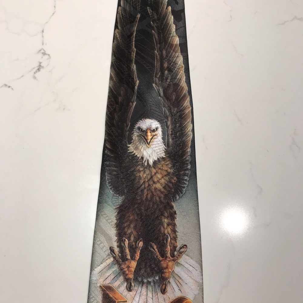 Harley-Davidson X Ralph Marlin Black Eagle & Orange Logo Tie